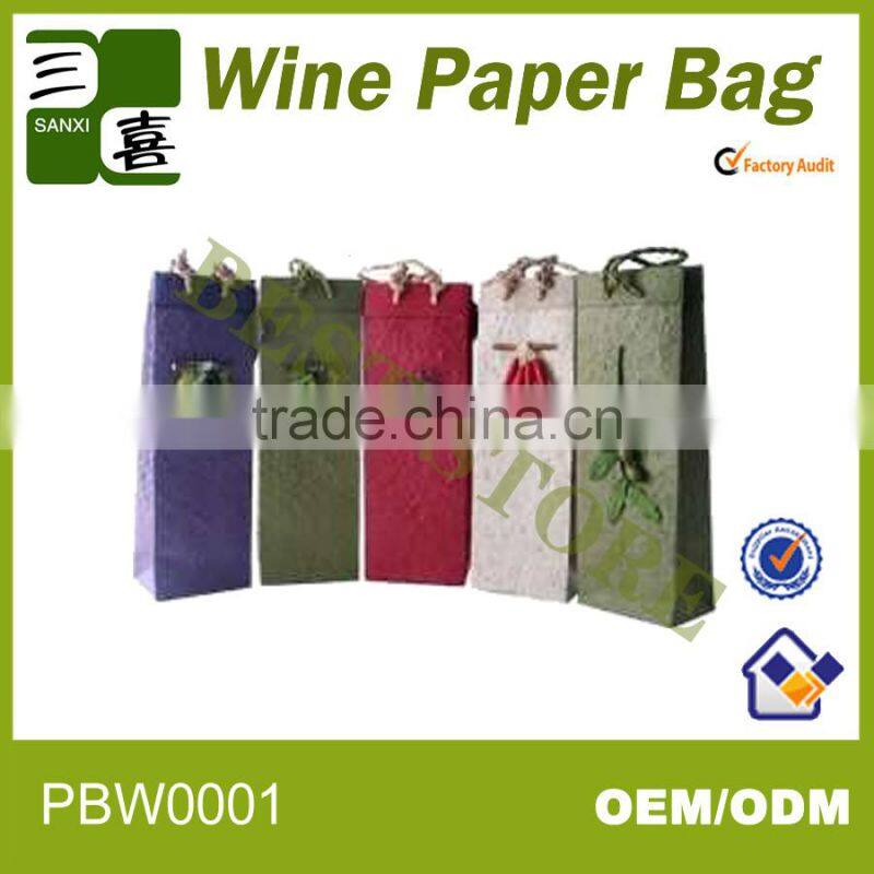 decorative handmade paper wine bottle packaging bags