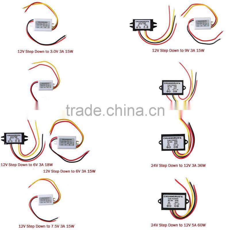 Best Quality Waterproof Stable performance Auto recovery Power Converter 24V Step Down to 12V 1.5A 18W Power Supply Module