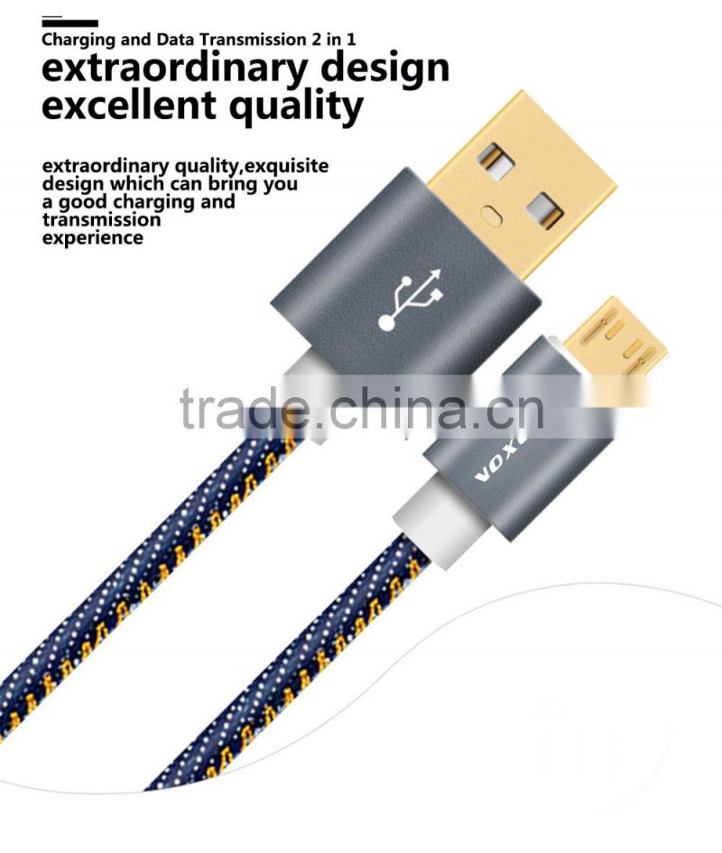 Voxlink fast charging 5V 2a Denim Gold plated 1m USB type c charger cable for macbook