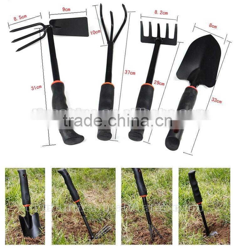 4pcs Mini Garden Plant Tool Set With Plastic Handle Gardening Tool Shovel Dual-Hoe Rake