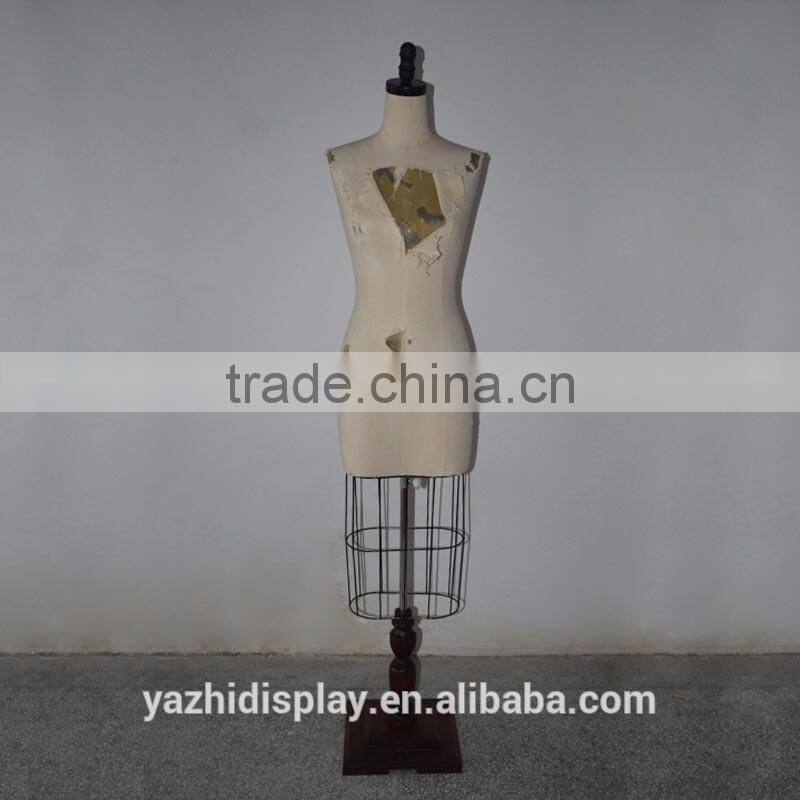 White Fabric dilapidated upper body retro woman mannequin display