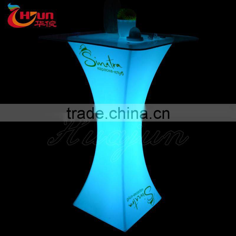 Commercial bar furniture rechargable battery color changing led bar table