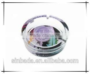 Glass ashtray with decal on bottom ,high quality glassware