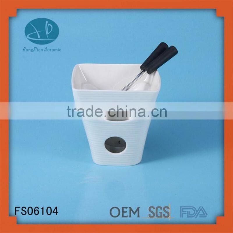 fondue pot,,ceramic cheese tool fondue set,hot pot with forks and candle for sale