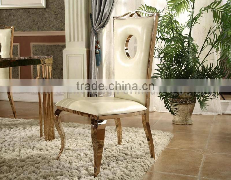 stainless steel leg leather dining chair modern