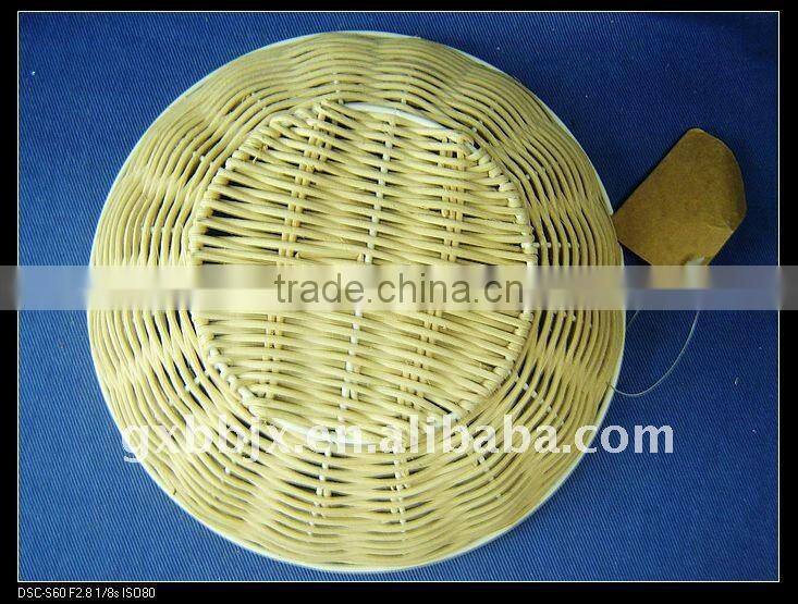 Round rattan iron frame storage food plate