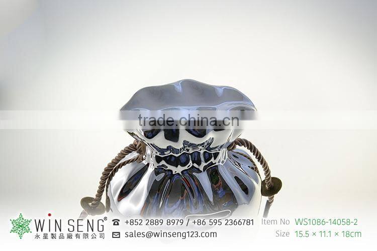 cheap silver bag shaped ceramic smooth gift piggy bank for decoration