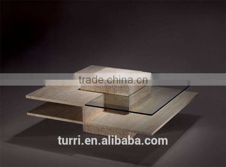 Antique white square marble base Tea table For Sale