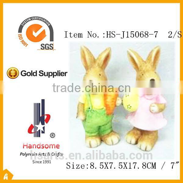 7" decorative small size ceramic animal rabbit figurines for Easter and home decoration gifts