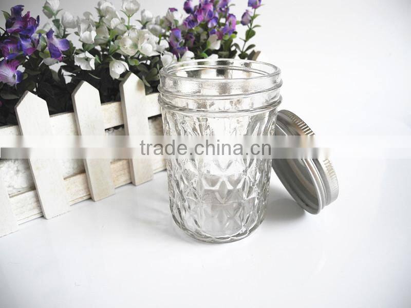 diamond glass caviar canning jar with lid