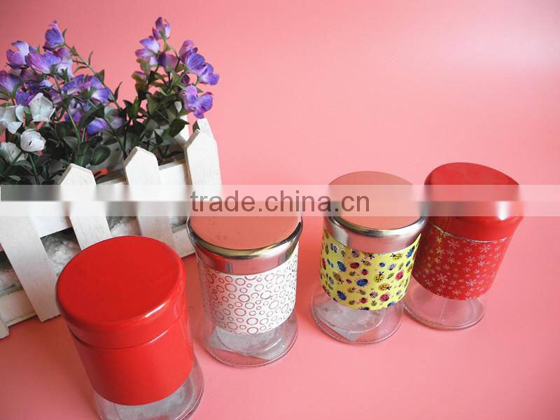kithchen use high-end glass spice jar with sifter covers lid