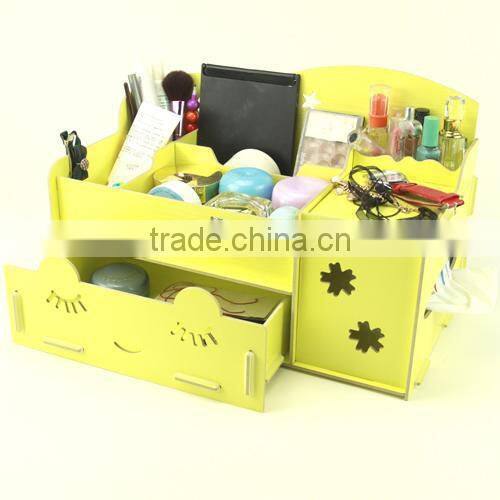 Wooden DIY Makeup Organizer Cosmetic Organizer Jewelry and Cosmetic Storage Display Boxes