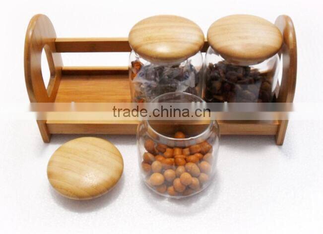 spice rack with glass jar, bamboo spice rack set, wooden spice rack