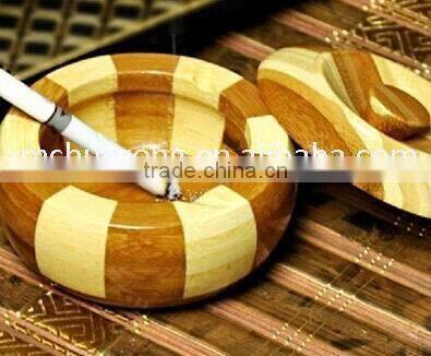 Custom round bamboo ashtray
