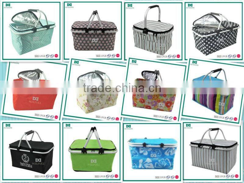 2016 New Modern Fabric Collapsible Picnic Lunch Basket