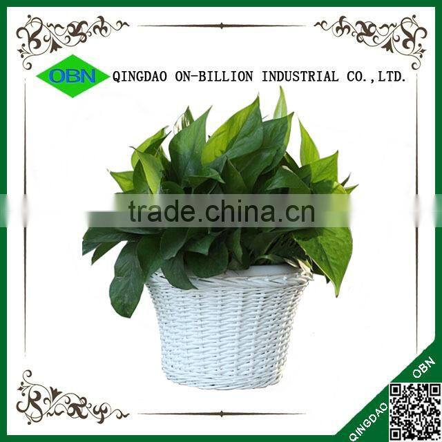 China decorative grey wash wicker flower pots with plastic liner