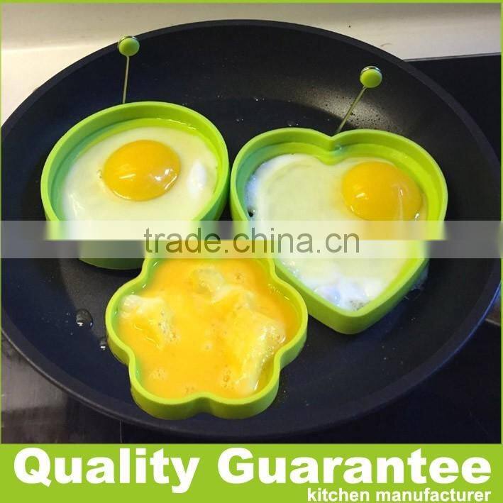 Hot Sale Breakfast Silicone Fried Egg Mold Pancake Egg Ring Heart Flower Shape Funny Kitchen Tool