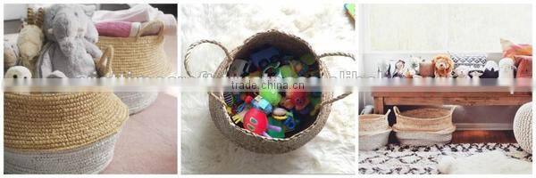 Silver sequin belly basket, seagrass dipped bottom basket, folding basket