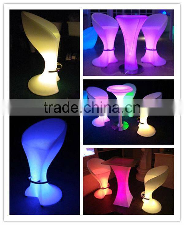 nightclub PE plastic made nighclub bar stool /colorful changing led light up standing bar stool