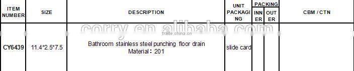 Bathroom shower bathtub and kitchen stainless steel punching floor drain