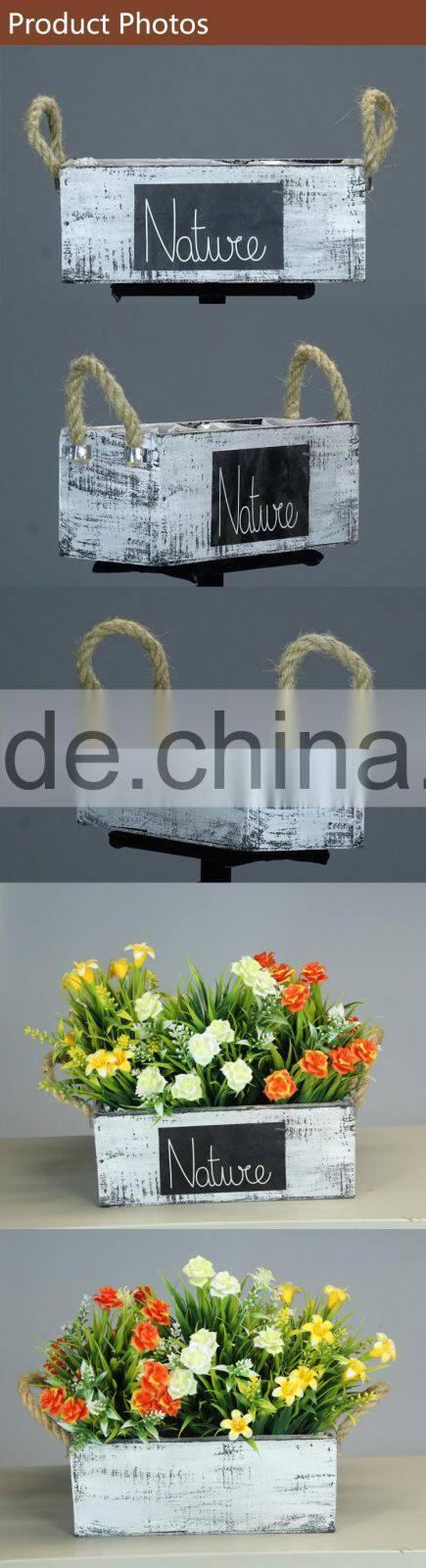 Outdoor Wooden Artificial Plants Flower Pots