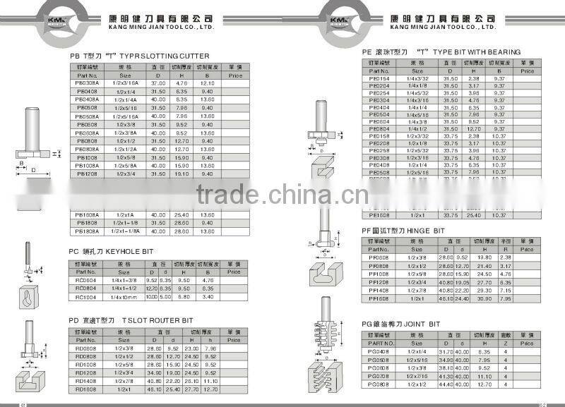 high quality T-type slotting router bit,woodworking cutter tools