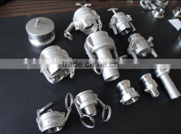 Stainless steel camlock quick coupling, China manufacturer, Parts A B C D E F DC DP, size from 1/2" to 6"