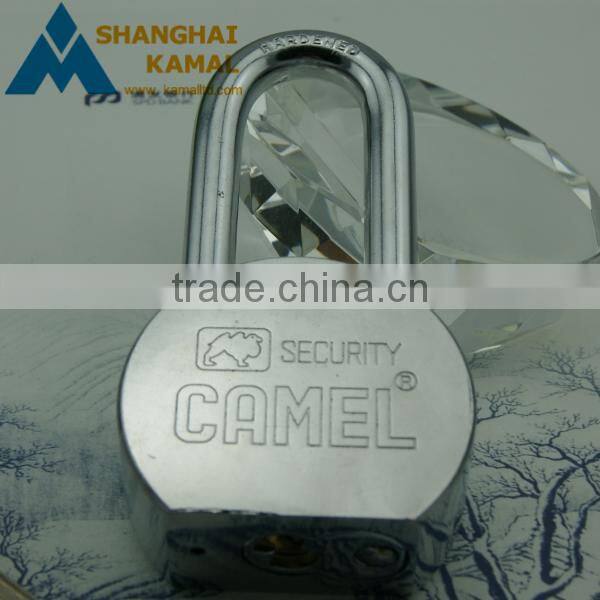 Solid Chromed hardened steel shackle stainless steel padlock With Removable and rekeyable cylinder