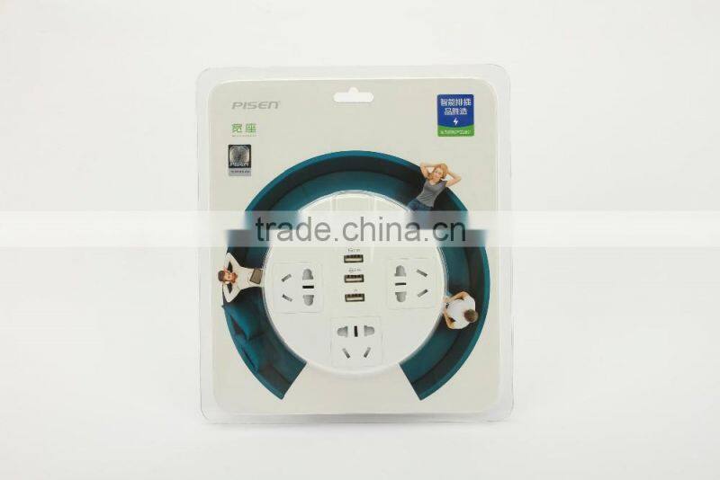 Multi Sockets Power Strip 3 Outlet with 3 USB Surge Protector Charging Station