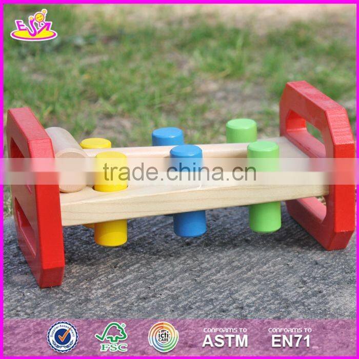 2017 new design baby funny toy wooden pound a peg W11G036