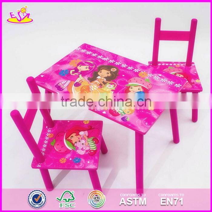 2017 New design home / school / pink wooden girls table and chairs W08G197