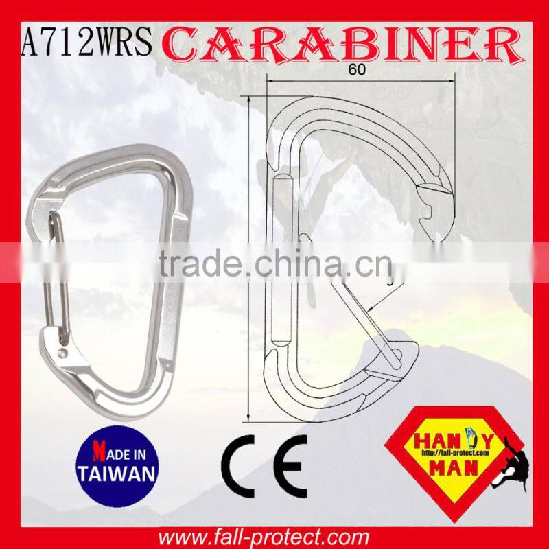 23KN Aluminum Rock Mountaineer Climbing D Type Carabiner With CE