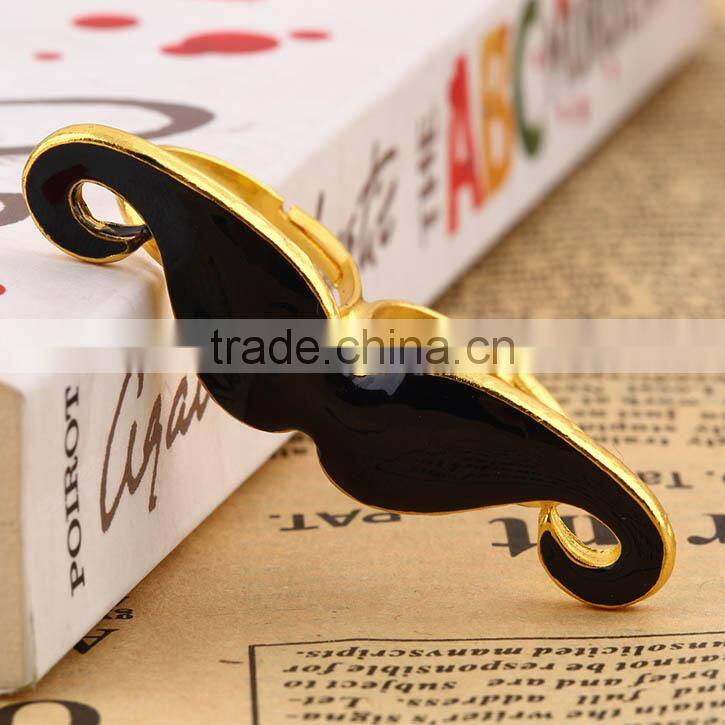 Curled Moustache Shape Adjustable Two-Fingers Double Finger Ring Boys Rings Fashion