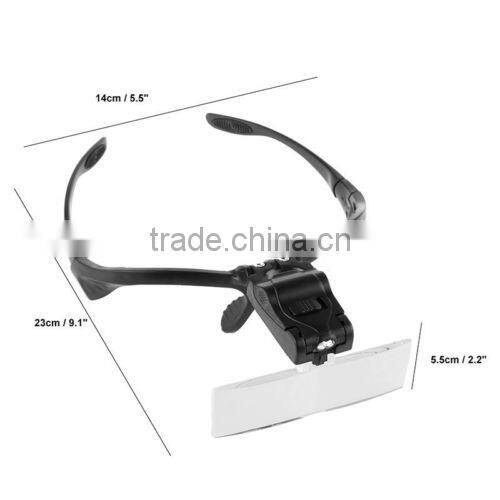 Adjustable Cabeza Lupa Lente Gafas Magnifier Glass LED Lampara a Joyeria Relojero 5 Lens