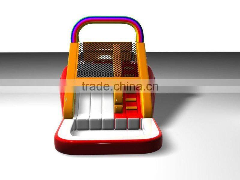 New design Funny 16ft Rainbow Inflatable Water slide with pool