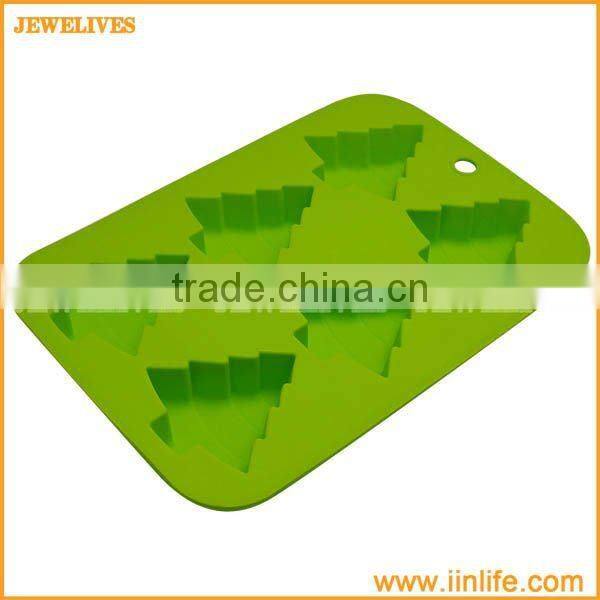 6 cavities christmas tree shaped silicone ice cube tray