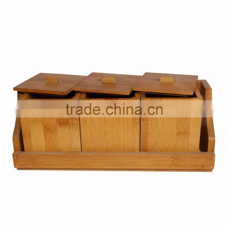 3 Pieces Practical Original Customized Size Bamboo Spice Jar Set