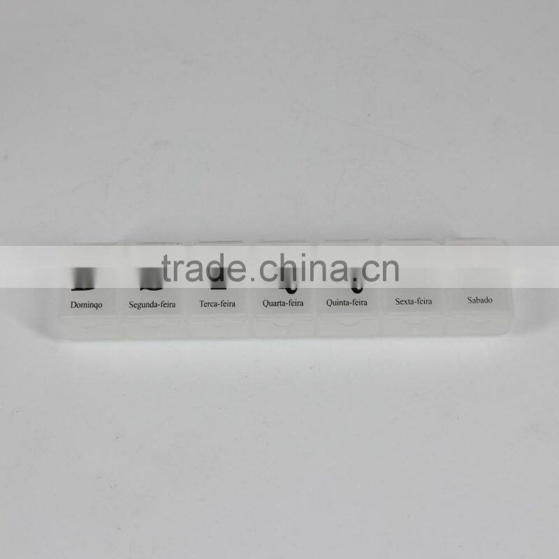 transparent plastic pill box for 7days