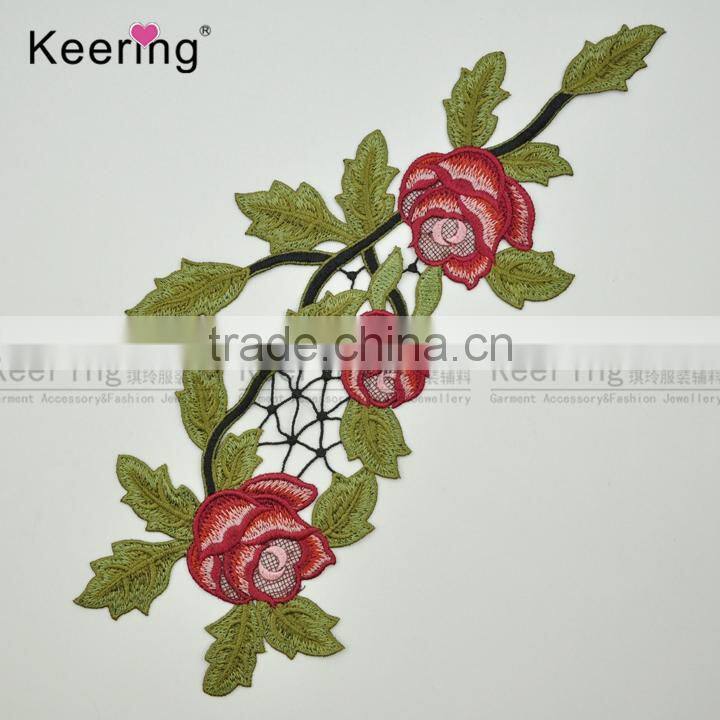 Nice Custom Iron On Flower Embroidery Patch For Garment/Caps From Keering WEF-756