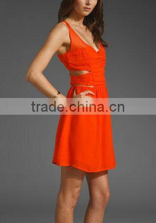 12DR113 UNLINED SUNSET SIDE CUT OUTS DRESS FASHIONABLE,NEW DESIGN DRESS