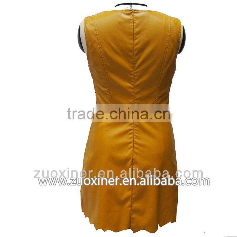 2014 candy mini pu leather vest skirt wholesale