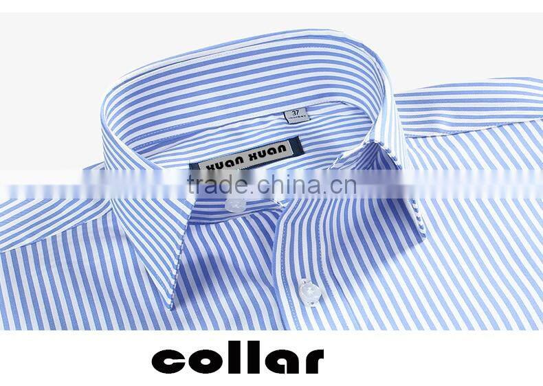 SZXX Hot Sale Manufacturer Blue Stripe Wrinkle Free Mens Shirts