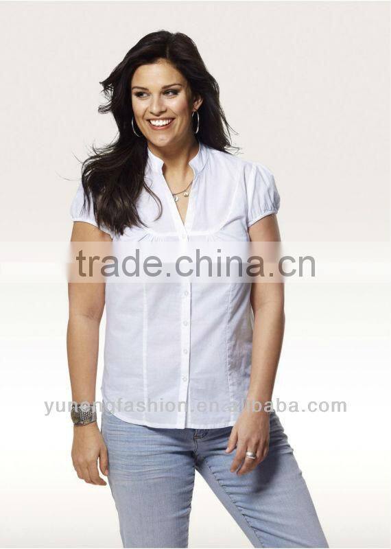 ladies plus size blouse short sleeve cotton blouse