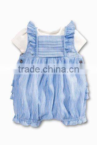 2017 wholesale stripe newborn baby clothes organic cotton childrens boutique ruffle clothing toddler romper