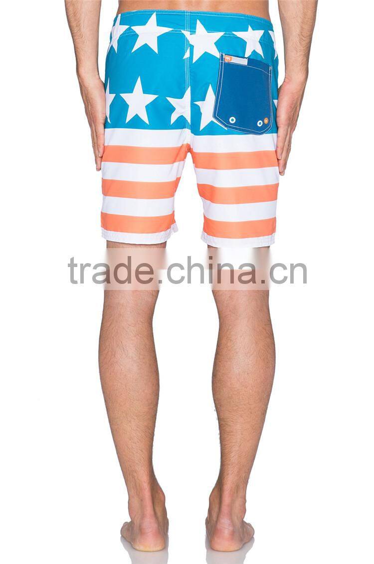 Custom mens striped 100% polyester beach shorts vintage beach volleyball shorts