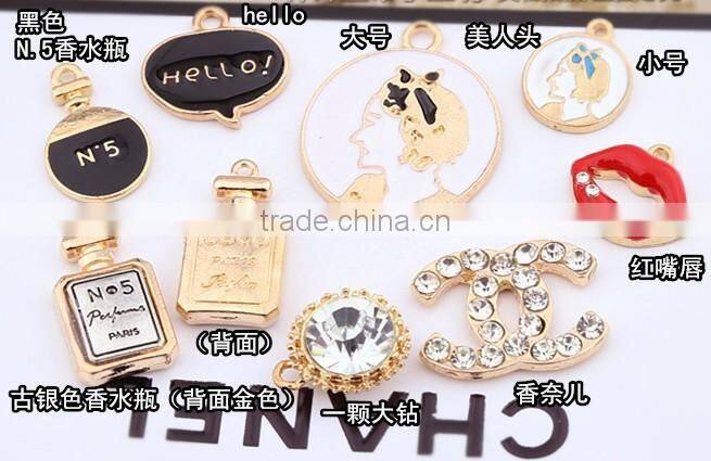 2015 customized zinc alloy tags,gold charm pendants for jewelry and handbag