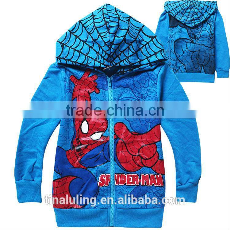fashion boys Cartoon zipper hoodies kids sweater hood