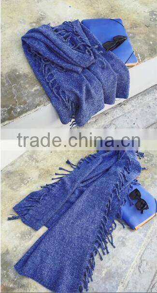 2017 latest design witner pashmia ladies fringed scarf