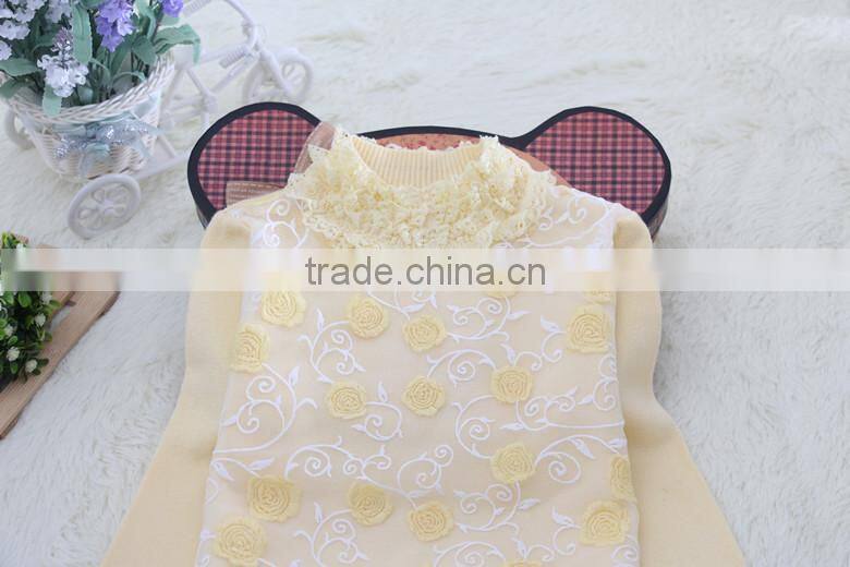 european style lace fashion hot sale factory price high neck kids sweater