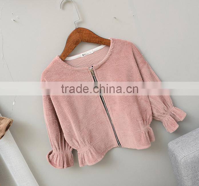 YE5206 girls jacket corduroy flying sleeves 2017 autumn children coat
